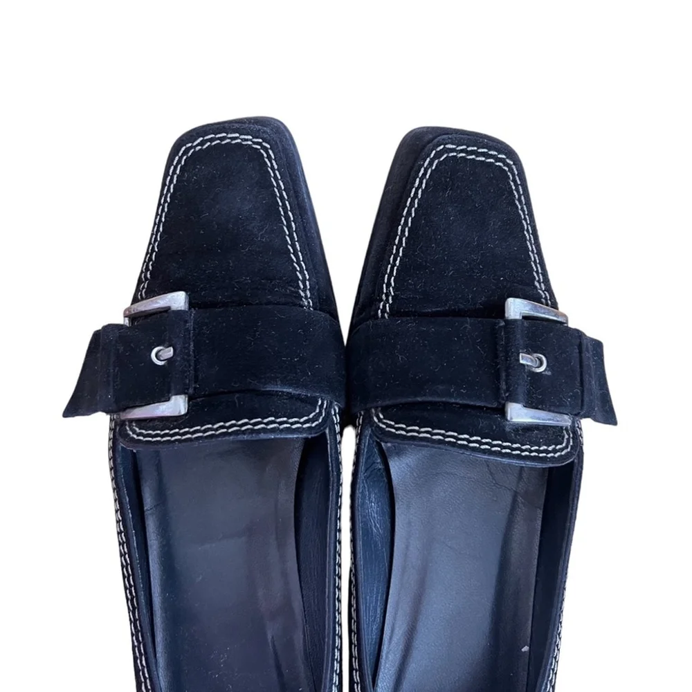 Vintage Stuart Weitzman Suede Square Toe Loafers - Picture 5 of 9